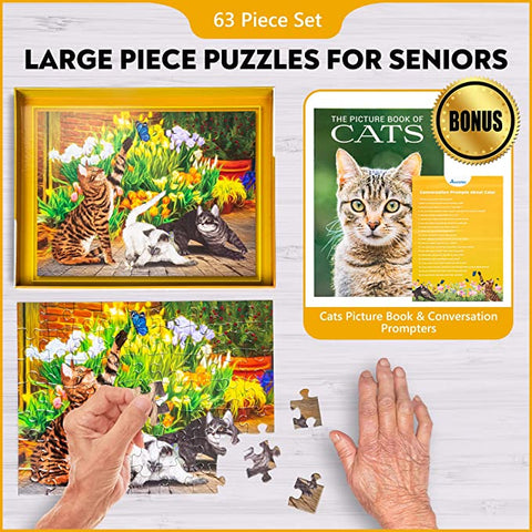 Assistex Dementia Puzzle 63 Large Pieces Jigsaw – Cats & Flowers