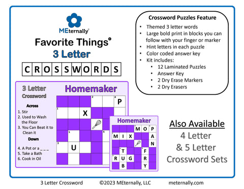 Digital Download - 3 Letter Word Crosswords