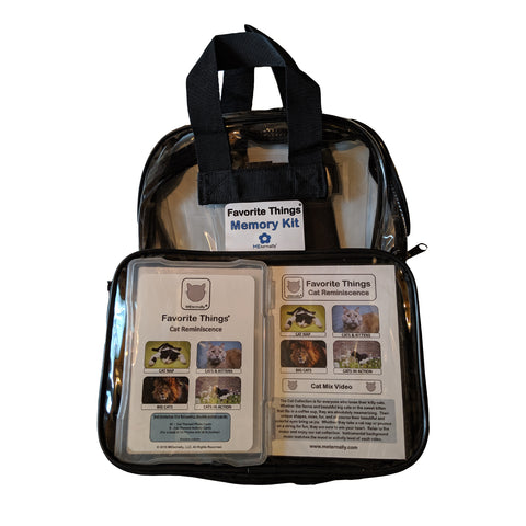 Library/Facility BACKPACK - Reminiscence Therapy - Cats DVD & Photo/Activity Cards Kit