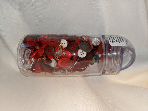 Busy Bottles - Red & White Sensory Bottle (Buttons, Beads & Baubles)