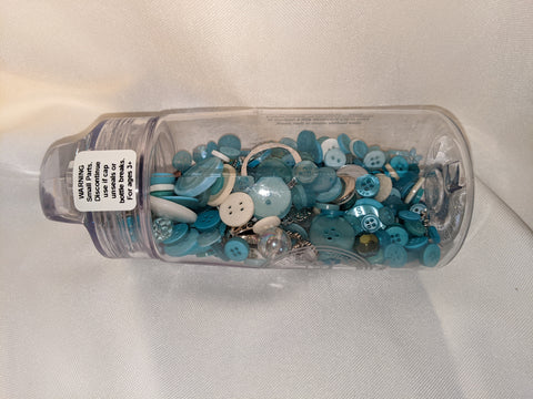 Busy Bottles - Turquoise Sensory Bottle (Buttons, Beads & Baubles)