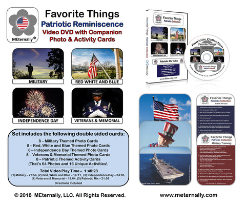Library/Facility BACKPACK - Reminiscence Therapy - Patriotic DVD & Photo/Activity Cards Kit