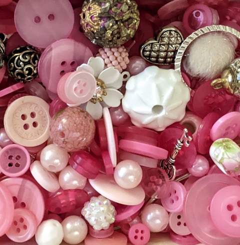 Busy Bottles - Pink Sensory Bottle (Buttons, Beads & Baubles)