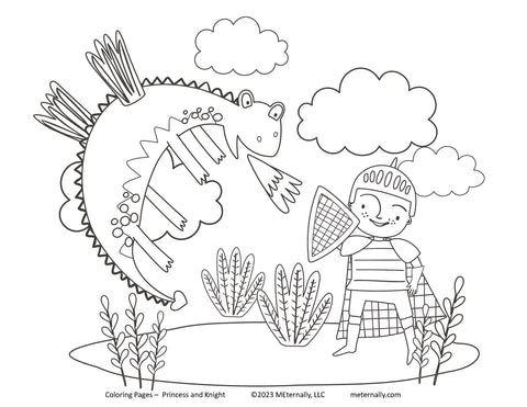 Digital Download - Princess & Knight Coloring Pages