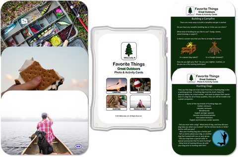 Great Outdoors Reminiscence Therapy Kit - Photo/Activity Card Kit with Four 24 x 24 Mega Memory Mats in Clear Backpack