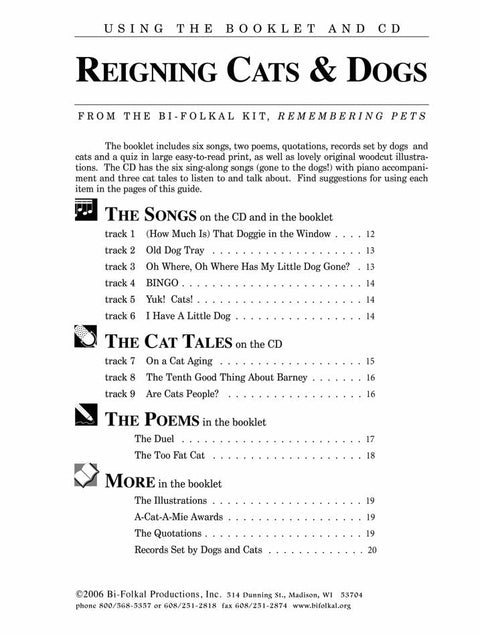 BiFolkal Remembering Pets CD/DVD Set & Booklet in Snap Case