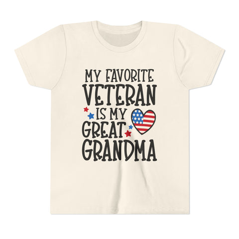My Favorite Veteran is my Great Grandma - Youth Short Sleeve Tee