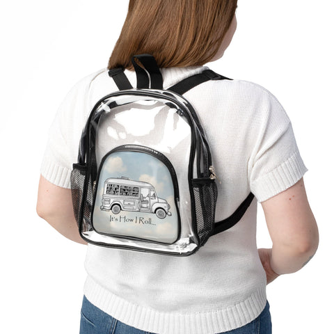 It's How I Roll - Bookmobile - Clear Stadium Backpack - Transparent Bag for Concerts, Festivals, Sports Events, Game Day, Clear Tote Bag