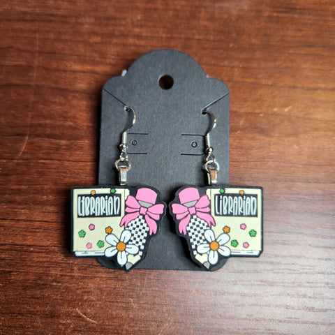 Librarian Earrings (Hook Dangle) Multiple Colors