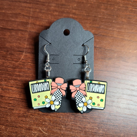 Librarian Earrings (Hook Dangle) Multiple Colors
