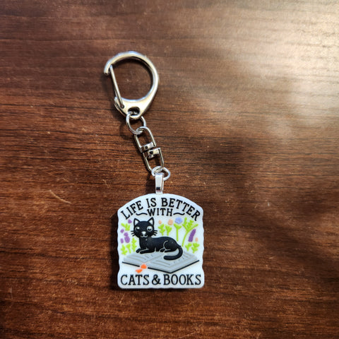 Cats & Books Charm