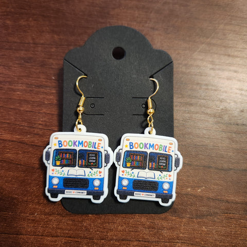 Bookmobile Earrings Goldtone (Hook)