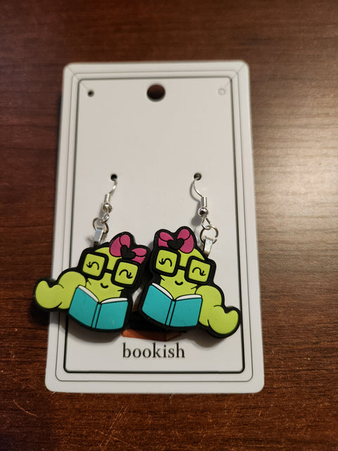 Cutie Book Worm Earrings (Hook)