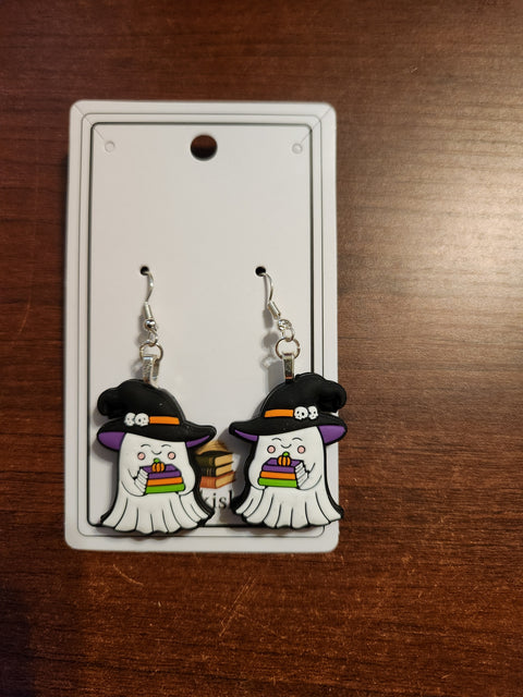 Ghosts with Book Stack Earrings (Hook)