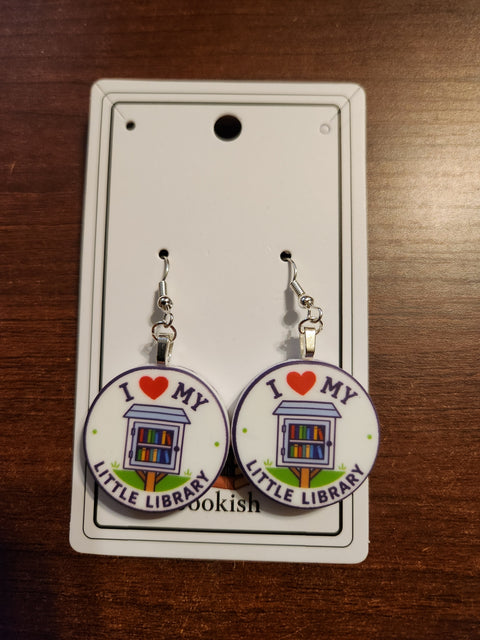I Heart my Little Library Earrings (Hook)