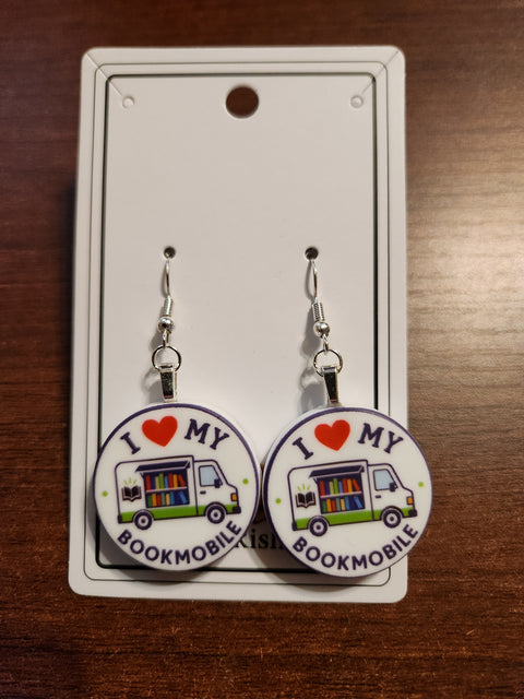 I Heart my Bookmobile Earrings (Hook)