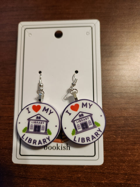 I Heart my Library Earrings (Hook)
