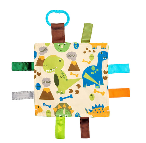 Dinosaur T-Rex Triceratops Crinkle Tag Sensory Figit Square 8"x 8"