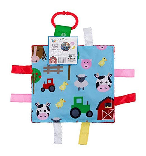 Farm Agriculture Cows Pigs Horses Chickens Sensory Figit Crinkle Square 8"x8"