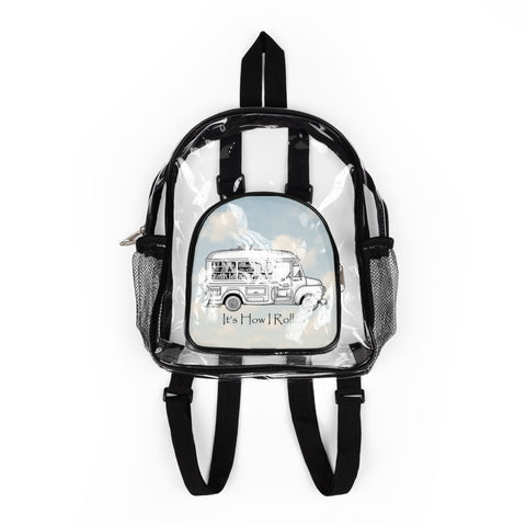 It's How I Roll - Bookmobile - Clear Stadium Backpack - Transparent Bag for Concerts, Festivals, Sports Events, Game Day, Clear Tote Bag