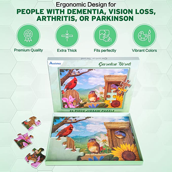 Assistex Dementia Puzzle 24 Large Pieces Jigsaw – Garden Birds