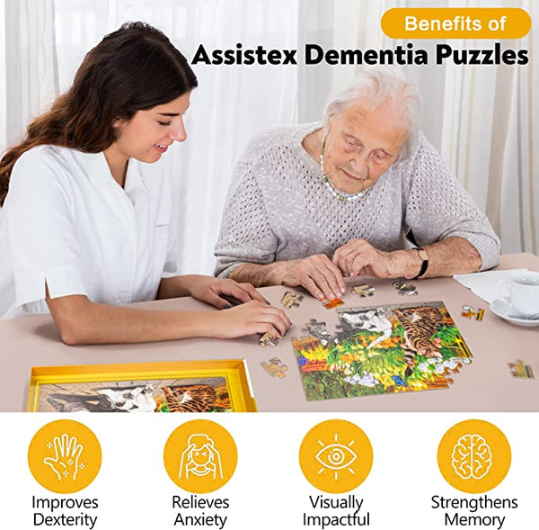 Assistex Dementia Puzzle 63 Large Pieces Jigsaw – Cats & Flowers