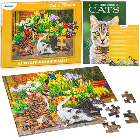 Assistex Dementia Puzzle 63 Large Pieces Jigsaw – Cats & Flowers
