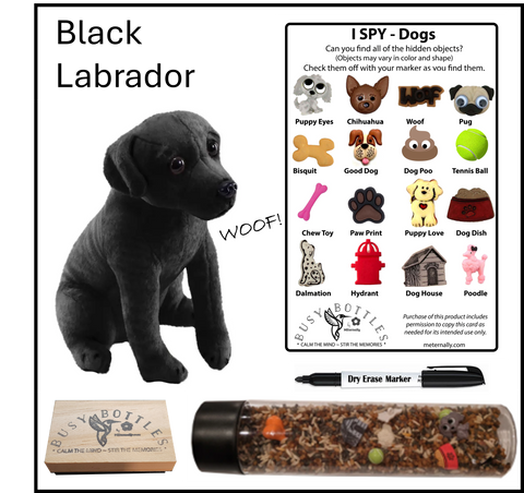 Busy Bottle Mini Kit - Dogs Busy Bottle & Mini Black Labrador with Sound