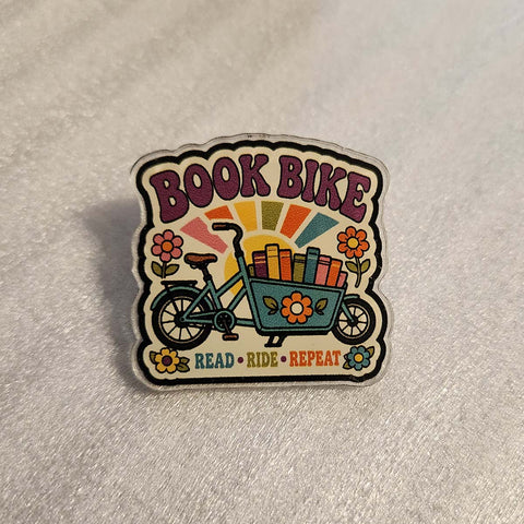 Book Bike Acrylic Pin