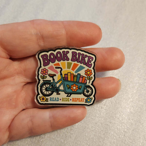 Book Bike Acrylic Pin
