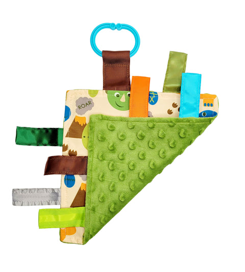 Dinosaur T-Rex Triceratops Crinkle Tag Sensory Figit Square 8"x 8"