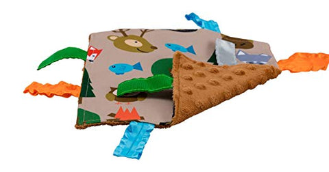 Forest Woodland Crinkle Sensory Tag Figit Square 8"x8"