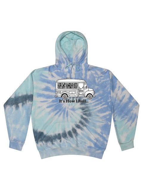 Bookmobile Hoodie Pullover Tie-Dye 100% Cotton (Lagoon)