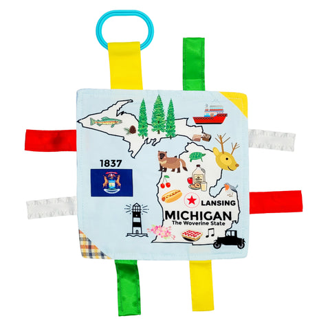 Michigan Crinkle Tag Sensory Figit Square 8"x8