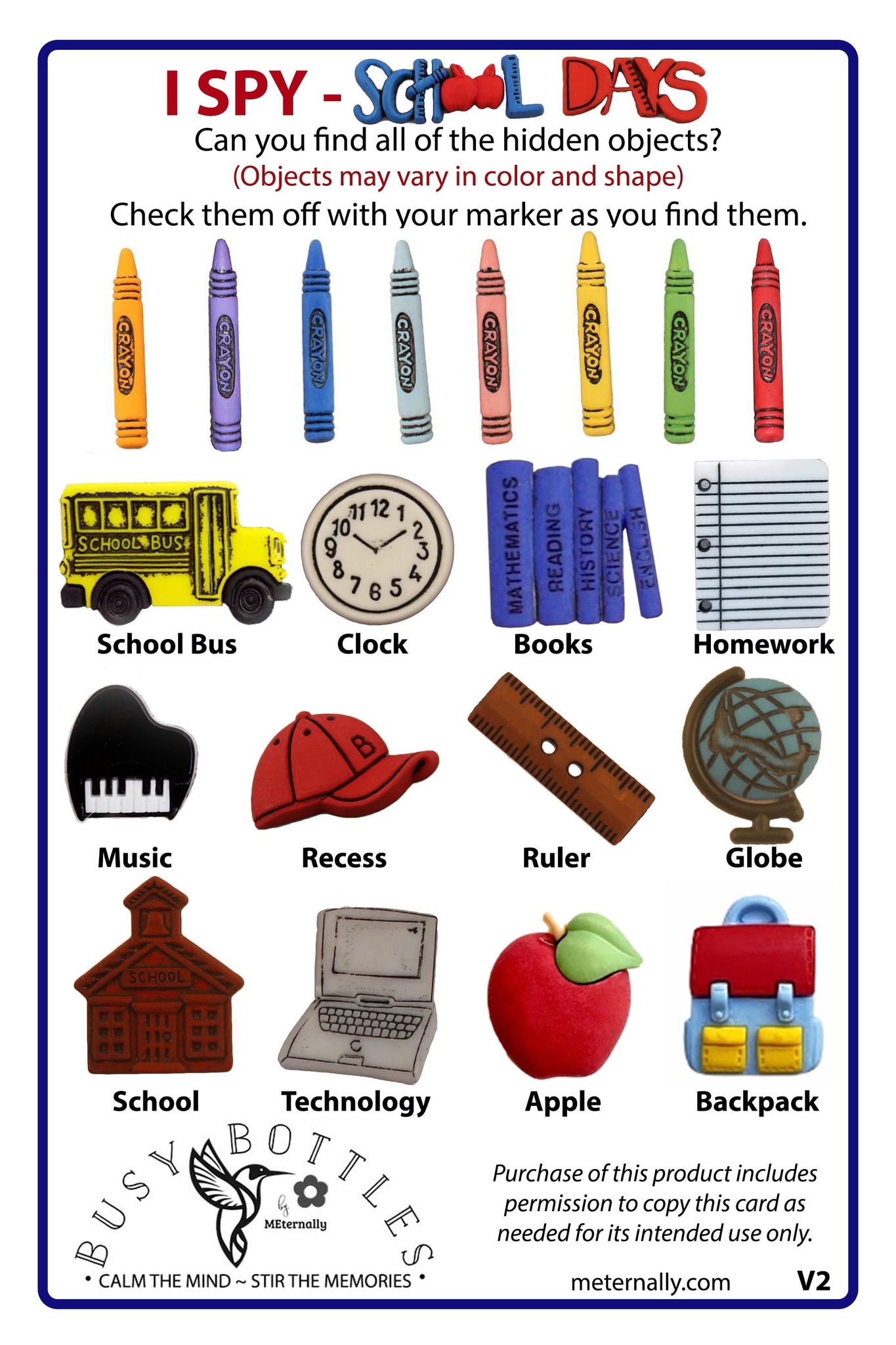 Memory Play - School Days Bottle