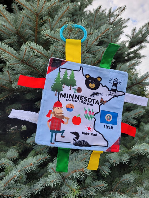 Minnesota Crinkle Tag Sensory Figit Square 8"x8