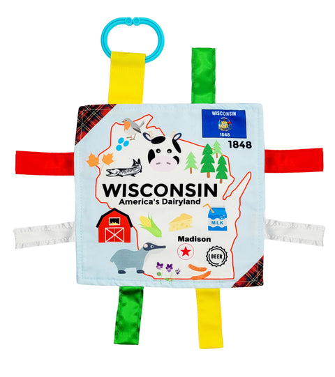 Wisconsin Crinkle Tag Sensory Figit Square 8"x8