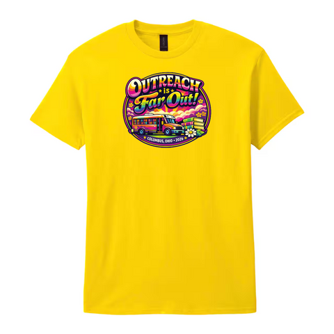 Outreach is Far Out! (Columbus 2026 Version) Bookmobile Gildan Cotton T-Shirt