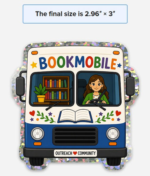 Bookmobile Die Cut Glitter Sticker