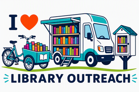 I Heart Outreach V2 with Bookmobile, Book Bike, Little Library Gildan Cotton T-Shirt