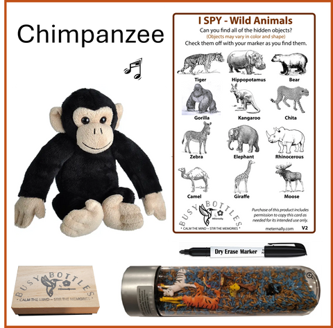 Busy Bottle Mini Kit - Wild Animals Busy Bottle & Chimpanzee with Sound