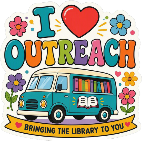 I Heart Outreach Colorful Bookmobile Gildan Cotton T-Shirt