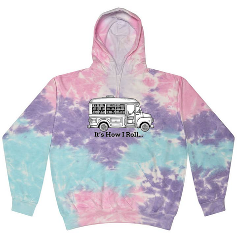 Bookmobile Hoodie Pullover Tie-Dye 100% (Cotton Candy)