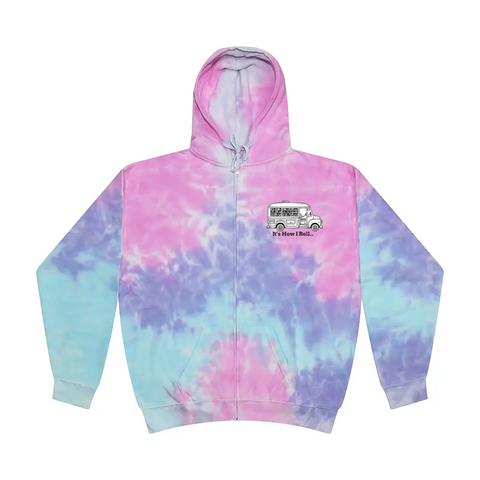 Bookmobile Zip up Hoodie Tie-Dye 100% Cotton (Cotton Candy)