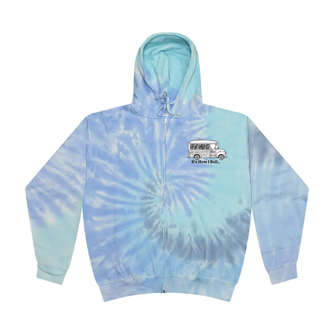 Bookmobile Zip up Hoodie Tie-Dye 100% Cotton (Lagoon)