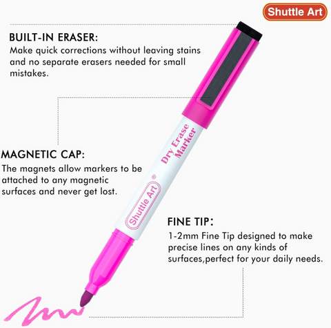 Dry Eraser Markers in Zipper Pouch (Set of 15)