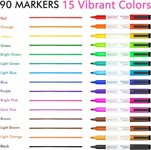 Dry Eraser Markers in Zipper Pouch (Set of 15)