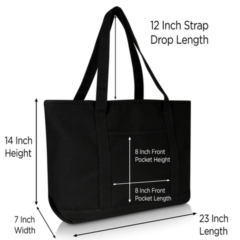 23" Cotton Canvas Tote with Zipper Closure