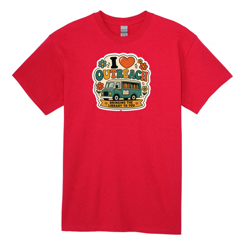 I Heart Outreach with Retro Color Logo Gildan Cotton T-Shirt