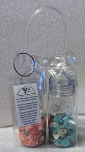 Busy Bottles - Set of Two Sensory Bottles (Buttons, Beads & Baubles) with Bag & Tag